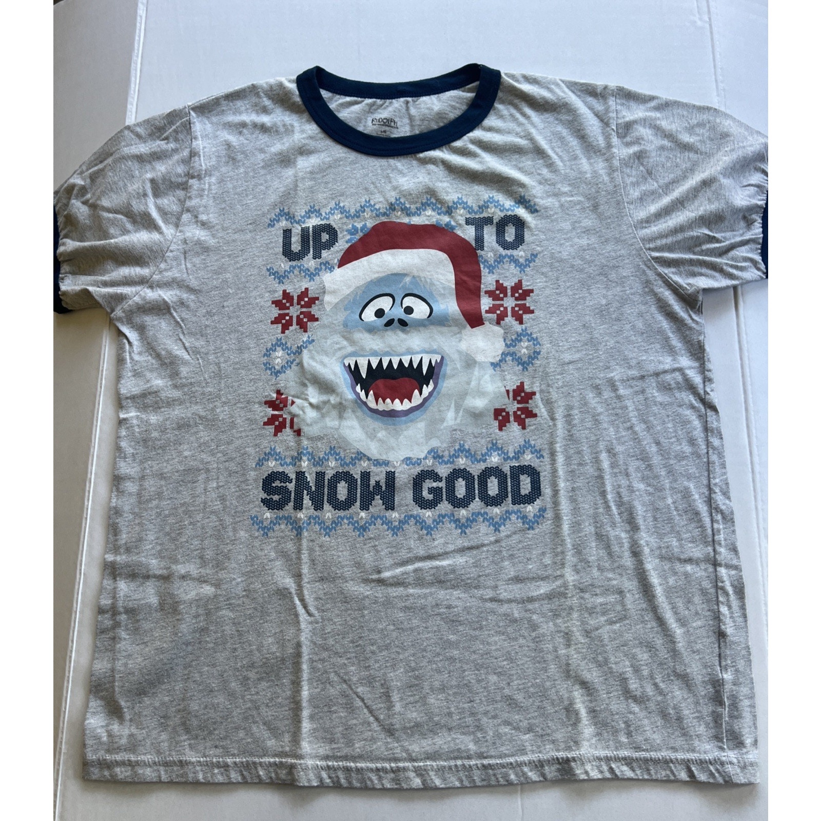 Bumble The Abominable Snowman Rudolf Red Nose Reindeer Pajama Top Men L